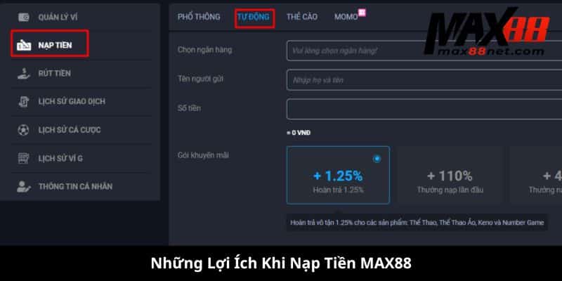 nạp tiền MAX88